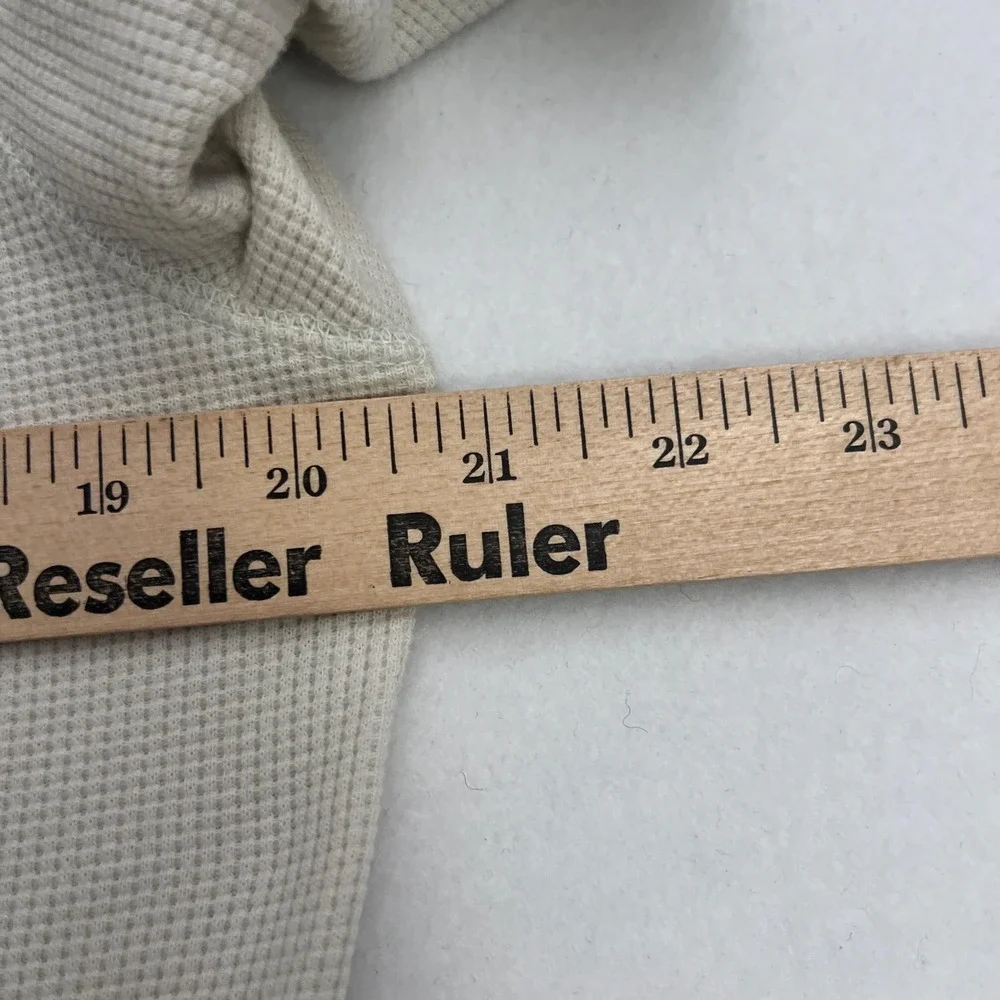 Banana Republic Hoodie Mens Small Beige Waffle Knit Henley Hooded Thermal Top